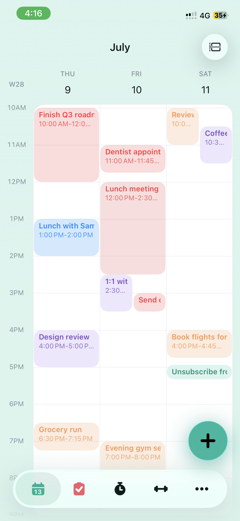 Kameto iOS app showing the day's habits and progress